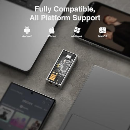 Questyle M15C Portable Headphone Amplifier USB-C Adapter | 3.5mm and 4.4mm Outputs DAC,PCM 384kHz/32bit | DSD256,High Resolution Lossless Audio Adapter for Android/iOS System/PC