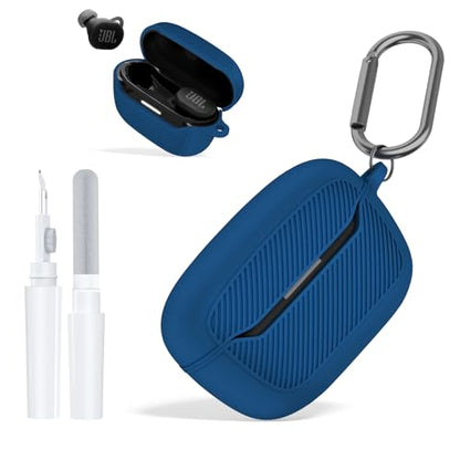 OAJ Soft Silicone Protective Case Cover for JBL Endurance Race 2, Front LED Visible, Compatible with JBL Endurance Race 2 Charging Case with Carabiner & Cleaner kit(Navy Blue) - color: Navy Blue