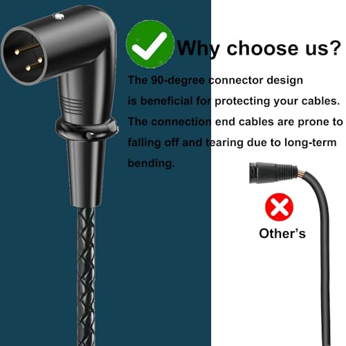 1.64ft XLR 3-Pin Splitter Cable, 1 to 2 MIC Adapter, 90 Degree Male to Dual Female Microphone Audio Cable for MIC Mixer, Recording Studio, Podcast, Speaker, Amplifier, PA DAC Mixing Console - style: Male 90 Degree to Dual Female Straight