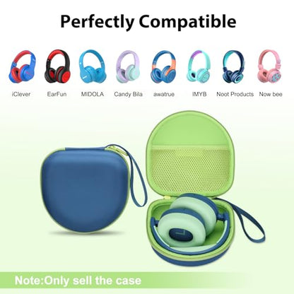 Kid Headphones Case for iClever/Acer/MIDOLA Headphone,Blue+Green,Case Only | for iClever BTH20 BTH12 HS19 BTH22 BTH26/Candy Bila/Acer/JBL/MIDOLA/JoySpark/JLab/ADOOPE/Spiderman/EarFun/ Etc Kids Headphone - color: Outer Blue+Inner Green