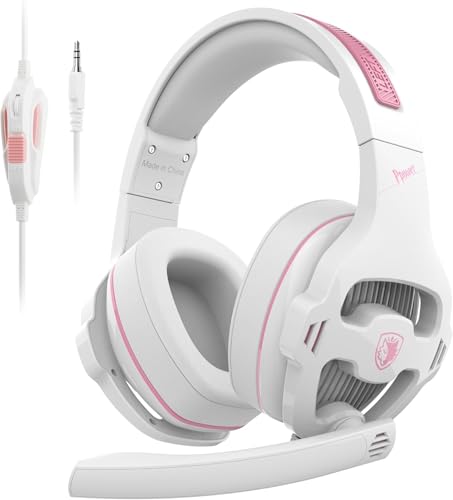 Cute Gaming Headset for Girls, Wired Gaming Headphones with Mic for PS5 PS4 Xbox Series X|S PC Nintendo Switch, Stereo Sound Gamer Pink Headset with Noise Cancelling Microphone - color: Pink