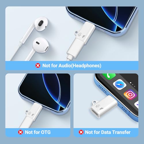 USB-C to Lighting Wireless Lavalier Microphone Adapter (2-Pack), Male USB-C to Female Light-ing, Compatible for Microphone/Charging