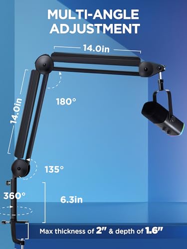 InnoGear Mic Boom Arm Stand with Cable Management & Low Profile Mic Arm for Fifine AM8 K669B Elgato Blue Yeti HyperX QuadCast AT2020 Shure SM58 SM7B and Other Mics, Pack of 2