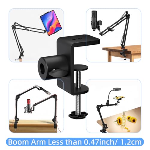 Desk Clamp for Microphone, Heavy-Duty Metal Mic Boom Arm C Clamp | 2 Way Mount 12mm Hole Table Clamp for Magnifying Light, Phone and Tablet Stand, Lamp Base, Fits Up 5.5cm Desktop Thickness - size: XZ007