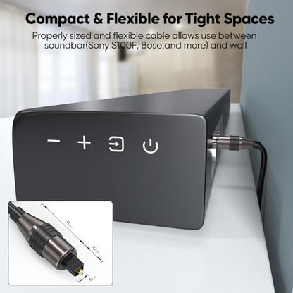 Optical Audio Cable 15ft, Toslink Fiber Optic Digital S/PDIF Cord for TV Soundbar Home Theater Compatible with Bose Samsung VIZIO LG Sony Xbox PS5