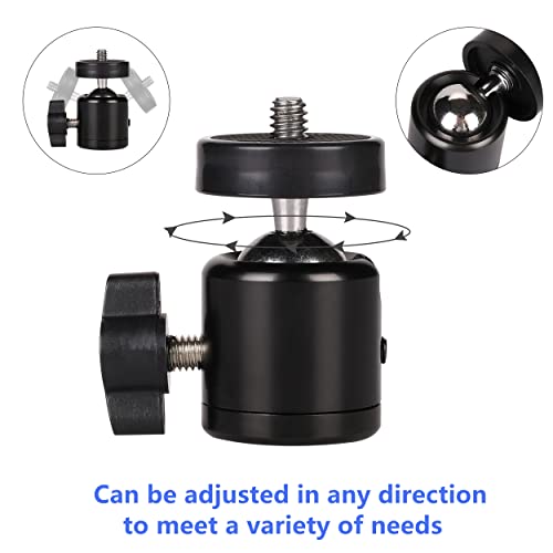 Hot Shoe Mount Adapter 360 Degree Swivel Mini Ball head with 1/4 inch Screw for DSLR Camera, Monitor, Gopro，Camcorder, Flash Light, Tripod, Microphone (2 Pack)