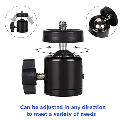 Hot Shoe Mount Adapter 360 Degree Swivel Mini Ball head with 1/4 inch Screw for DSLR Camera, Monitor, Gopro，Camcorder, Flash Light, Tripod, Microphone (2 Pack)