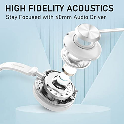 Wireless Headset with Mic for Work, Bluetooth Headset with Microphone, AI Noise Canceling Mic & Mute, Wireless Headphones with USB Dongle & Charging Dock for PC/Cell Phones/Call Center/Teams