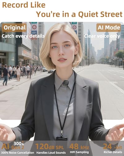 Wireless Lavalier Microphones for iPhone 17 with AI Noise Filter