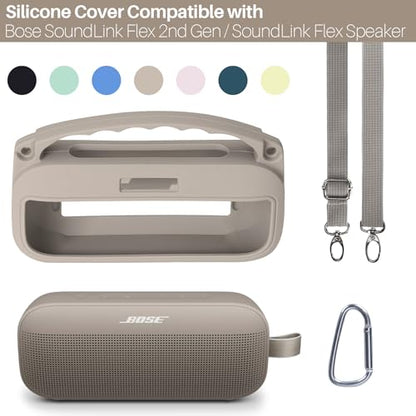Lebakort 2nd Gen Silicone Cover Compatible with Bose SoundLink Flex 2nd Gen/Bose SoundLink Flex Portable Speaker (Sandstone Cover) - color: Sandstone Cover