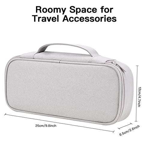 Cord Organizer Travel Case, Portable Tech Organizer Pouch Bag for Cable & Charger, Tech Electronics, Travel Essentials (Light Grey)