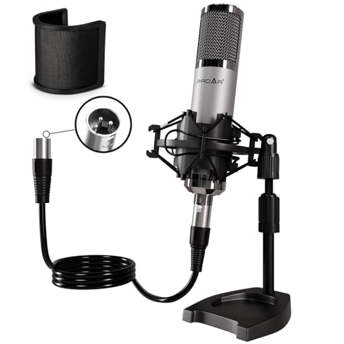XLR Condenser Microphone with Desktop Stand for Vocals and Podcasting | 48V power required. XLR podcast mic for podcasting, singing and streaming. Studio microphone setup reduces vibration. - color: Desktop Stand