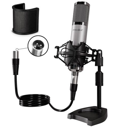 XLR Condenser Microphone with Desktop Stand for Vocals and Podcasting | 48V power required. XLR podcast mic for podcasting, singing and streaming. Studio microphone setup reduces vibration. - color: Desktop Stand