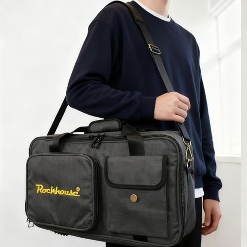 Rockhouse Padded Guitar Pedalboard Carry Case, DJ Music Gear Bag (MEB-M) | Internal 17.71*9.84*3.54'', Fit for Boss Line 6 Effect Pedals, Travel Gig Bag with Divider & Accessory Pocket, Musician Gift - size: MEB-M