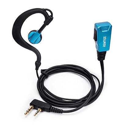 Remtise 2 Pack Single Wire Earhook Earpiece with Mic for Baofeng UV-5R Walkie Talkies, Headset and PTT Compatible 2 Way Radios Brands Baofeng and Kenwood, Puxing, Wouxun (Blue) - color: Blue