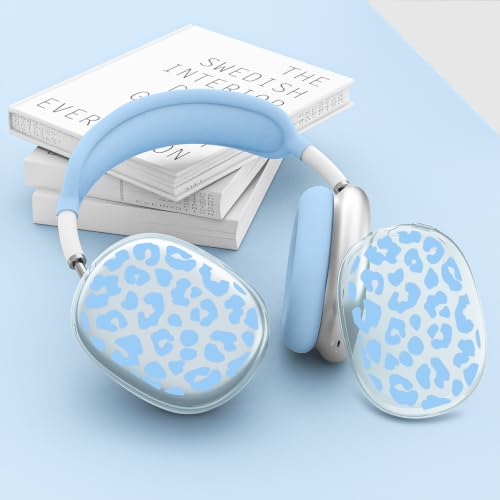 Joyland Silicone Case for AirPods Max Headphones,Blue Leopard Print Soft TPU Ear Cups Cover/Ear Pad Cover/Headband Protection for Apple AirPods Max USB-C/Lightning (2024/2020),Clear Blue - color: Blue-Blue Leopard Print