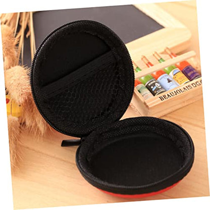 Red EVA Earphone Case, Mini Ball Shape Zipper Protect Pouch - color: Red