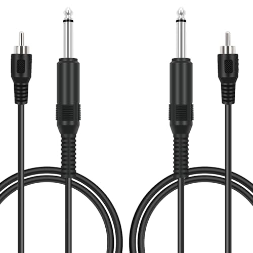 RCA to 6.35mm 1/4 inch, 2 Pack 3ft RCA Male to 6.35mm TS Mono Male Jack Adapter Audio Cable for Speaker Mixer Amplifier TV AV Receiver Guitar
