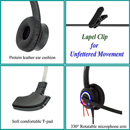Phone Headset HD Voice Compatible Aastra Allworx AltiGen Digium IPitomy Toshiba Telephones, RJ9 & 3.5 mm Adapter Microphone Noise Cancelling - size: Mono for Avaya Allworx AltiGen Digium