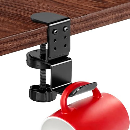 MYITYARD Clamp Mug Hooks Under Desk, Clip On Hook Cup Holder | Desktop Hanging Headphone Hook for Office, Computer Desk, Student Class Desk, Cabinet - color: Desk Hooks