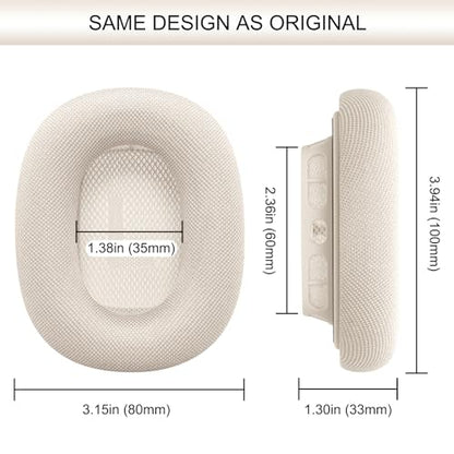 GEVO Upgraded Ear Cushions Replacement Earpads for AirPods Max 1 & 2 Headphones, Mesh Fabric Ear Pads Ear Covers Cups with Memory Foam and Magnet for AirPods Max 1 & 2 (Starlight) - color: Starlight