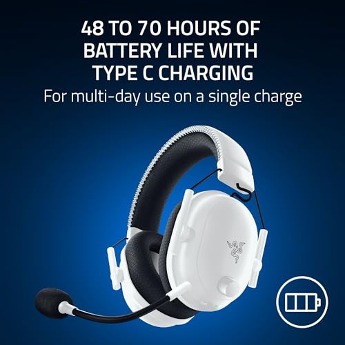 Razer BlackShark V2 Pro Wireless PlayStation Gaming Headset, White | 50mm Drivers, Super Wideband Mic, Noise Isolating Earcups, For PS5, Switch 2, PC, Mac, Bluetooth, USB, 70hr Battery - color: White, style: PlayStation