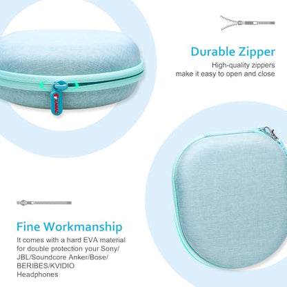 Headphone Headset Case Compatible with BERIBES/JLab JBuds Lux ANC/KVIDIO/JBL/Sony/Soundcore by Anker Wireless On-Ear Headphones, Green - color: Mint Green