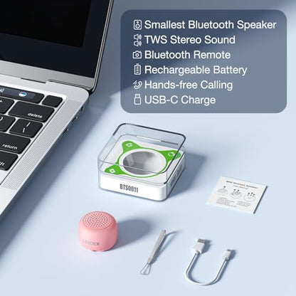 LEICEX Mini Wireless Bluetooth Speaker with Bluetooth 5.0 - Perfect for Travel & Outdoor Sound (Pink) - color: Tiny-Pink