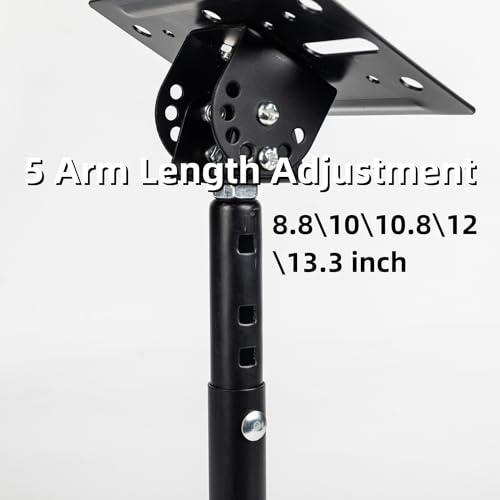 Universal Speaker Wall Ceiling Mounts, Heavy Duty Dual Black Bookshelf | Speaker Mounting Brackets, Support up to 80lb, Home Surround Sound System Holders and Stand, Adjustable Distance Swivel Tilt