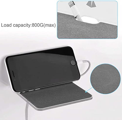 Floating Speaker Shelf - Small Wall Mount for Speakers, Webcams, Displays - Acrylic Shelf in Silky White & Transparent - color: Silky White & Transparent, size: Small