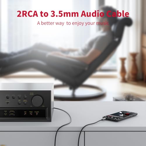 3.5mm to RCA Cable (5Feet/1.5M),3.5 mm 1/8 to RCA 2-Male Headphone Jack Adapter HiFi Sound Splitter Auxiliary Cord for Smartphone,MP3 Players,Laptops,Tablet,Speaker - size: 5Feet/1.5M