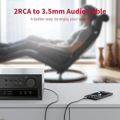 3.5mm to RCA Cable (5Feet/1.5M),3.5 mm 1/8 to RCA 2-Male Headphone Jack Adapter HiFi Sound Splitter Auxiliary Cord for Smartphone,MP3 Players,Laptops,Tablet,Speaker - size: 5Feet/1.5M