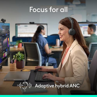 Logitech Zone Wireless 2 ES for Business Headset - Teams - Graphite | Adaptive Hybrid ANC, Bluetooth, USB-C & USB-A, Microsoft Teams Certified, ideal for Business, Noise-Canceling - color: Graphite, style: Wireless 2 ES