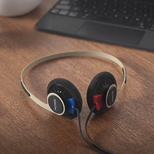 Koss KPH40 Utility On-Ear Headphones, Rhythm Beige, Interchangeable Cord | Lightweight, Ultra-Wide Frequency Response, Stainless Steel Adjustable Headband - color: Rhythm Beige