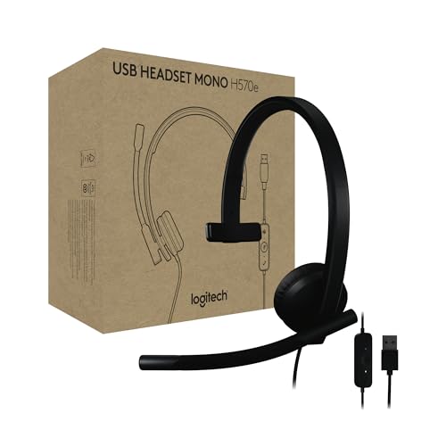 Logitech H570e USB Headset with Microphone, PC and Mac - Black | USB-A connection, inline controls, certified for Microsoft Teams, compatible with PC and Mac, microphone included - size: Teams, style: Mono