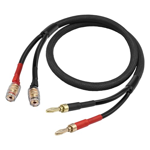 XMSJSIY 4mm Banana Speaker Extension Audio Cable -80CM/2.6FT | Banana Plug to Binding Post Socket Male to Female Adapter Connector Wire with Gold-Plated for Amplifier Sound Systems