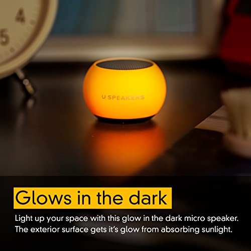 Fashionit U Mini, Tiny Bluetooth Speaker with Magnetic Base, Glow Orange | aluminum shell, Wireless, TWS stereo pairing, 30 foot range, rechargeable battery, magnetic base, travel and gifting - color: Glow in the Dark Orange
