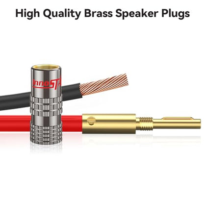 Banana Plugs for Speaker Wire, (12 Pairs, 24 Pcs), 24K Gold Plated Connectors, Spring Pin Plug Closed Screw Design, Banana Pins (Support 12 AWG to 20 AWG Wires), Come with 1Pcs Screwdriver - size: 12 Pairs / 24 Pcs, style: Spring Pin Banana Plugs