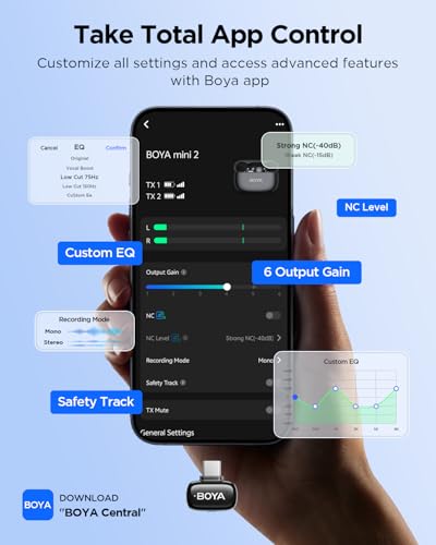 BOYA Mini 2 Wireless Lavalier Microphone for iPhone15/16/17 & Android, Ultra Mini Mic with Noise Reduction, Lapel Microphone for Vlogging TikTok YouTube Content Creators - style: Mini 2(USB-C 1*RX)