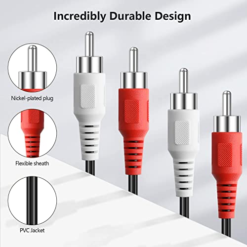 RCA Cables, 2RCA Male to 2RCA Male Stereo Audio Subwoofer Cable Dual Shielded RCA Cord for Home Theater, HDTV, Amplifier, Hi-Fi Systems, Speakers (3 Feet) - style: 3 Feet