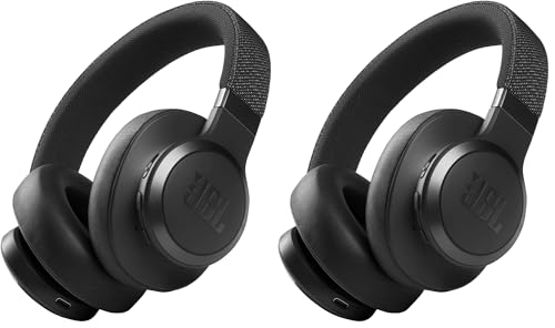 JBL Live 660NC - Wireless Overear Noise Cancelling Headphones, Signature Sound, Voice Assist, Up to 50Hrs of Battery with Speed Charging, Comfort-fit Fabric Headband & Carrying Pouch, (Pack of 2) - color: Black, size: Medium (Pack of 2)