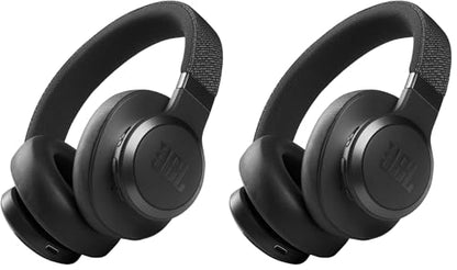 JBL Live 660NC - Wireless Overear Noise Cancelling Headphones, Signature Sound, Voice Assist, Up to 50Hrs of Battery with Speed Charging, Comfort-fit Fabric Headband & Carrying Pouch, (Pack of 2) - color: Black, size: Medium (Pack of 2)