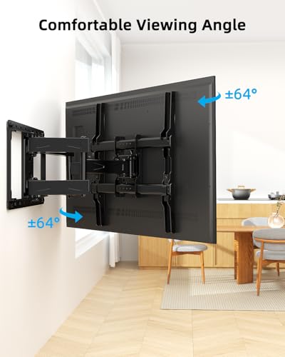 HOME VISION Full Motion TV Mount with Soundbar Bracket, 32-70" TVs, 132 lbs | Articulating Dual Arms, Smooth Swivel & Tilt, Max VESA 400x400 , Fits 8"/12"/16" Studs, Fits Universal Soundbars - size: 32-70" FM w/5746