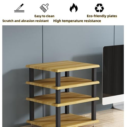 Desktop Audio Rack Stereo Cabinet 2 3 4 Tier AV Media Stand Desktop Amplifier Audio Rack for Home Theater，Office，Gaming Room(Light Walnut,3-Tier) - color: Light Walnut, size: 3-Tier