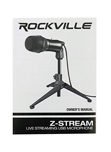 Rockville Z-Stream USB Podcast/Streaming Condenser Mic with RockPop Filter | 14mm Omnidirectional Mic, 20Hz-20kHz, USB Plug-and-Play, Desktop Stand, Windscreen, RockPop Double-Screen Pop Filter, 2-Items