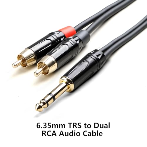 1/4 inch TRS to Dual RCA Audio Cable,Gold Plated Duty 6.35mm 1/4 inch Male TRS to 2 RCA Male Stereo Audio Y Splitter Cable (10Feet) - size: 10Feet