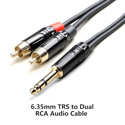1/4 inch TRS to Dual RCA Audio Cable,Gold Plated Duty 6.35mm 1/4 inch Male TRS to 2 RCA Male Stereo Audio Y Splitter Cable (10Feet) - size: 10Feet