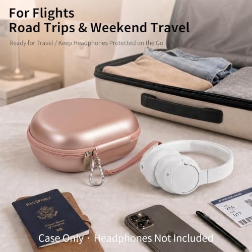 Comecase Headphone Case Compatible with JBL Tune 720BT 770NC, Rose Gold | Hard Shell Travel Storage for Foldable Over-Ear Headphones, with Mesh Pocket for Cables. Case Only, Headphones Not Included - color: Rose Gold