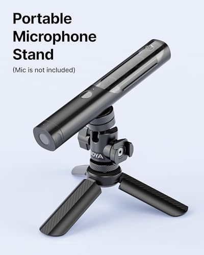 BOYA Magic Tripod Stand for Desktop Microphone with Non-slip Rubber Feet, Foldable Desk Mic Stand for Gaming, Podcasting, Meetings, Chatting