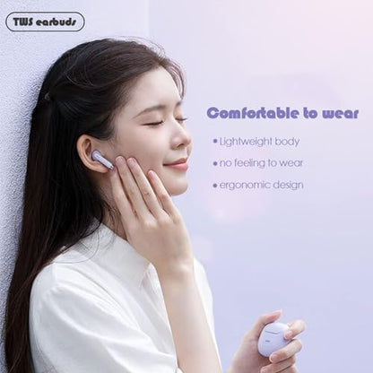 True Wireless Earbuds Bluetooth 5.3 with Microphone for Working Out Noise Canceling Blue Tooth Ear Buds Deep Bass TWS Wireless Earphones with Charging Case in Ear Headphone for iPhone Android Black - color: Black